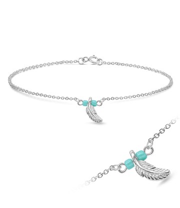 Dangling Feather Silver Anklet ANK-402-B